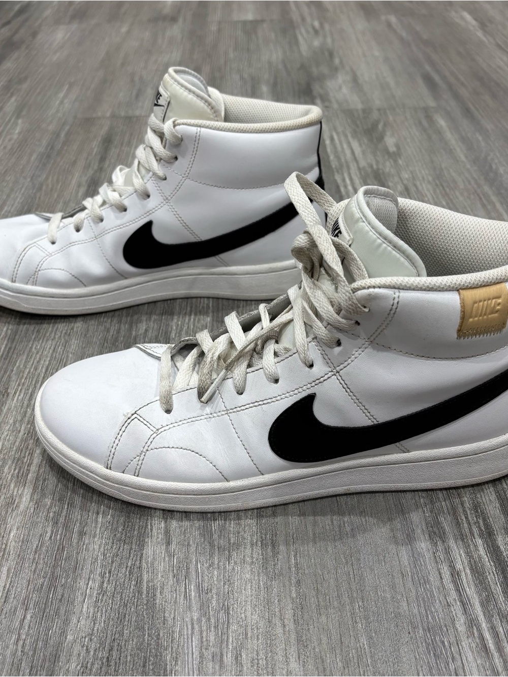 Nike Court Royale 2 Mid Mens Leather Sneakers Size 10 White Black CQ9179-100